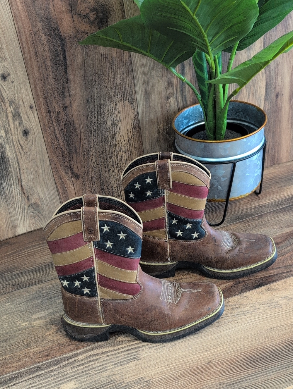 Durango Kids Brown 7" Flag Western Patriotic Cowboy Boots 869A